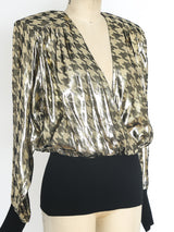 Metallic Gold Houndstooth Top Top arcadeshops.com