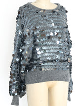 Gunmetal Pailette Embellished Sweater Top arcadeshops.com