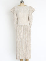 Mary McFadden Ivory Pleated Dress Dress arcadeshops.com