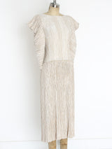 Mary McFadden Ivory Pleated Dress Dress arcadeshops.com