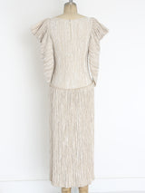 Mary McFadden Ivory Pleated Dress Dress arcadeshops.com