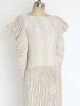 Mary McFadden Ivory Pleated Dress Dress arcadeshops.com