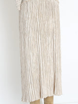 Mary McFadden Ivory Pleated Dress Dress arcadeshops.com