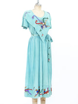 Handpainted Turquoise Suede Ensemble Suit arcadeshops.com