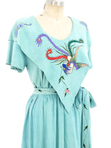 Handpainted Turquoise Suede Ensemble Suit arcadeshops.com