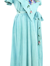 Handpainted Turquoise Suede Ensemble Suit arcadeshops.com