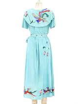 Handpainted Turquoise Suede Ensemble Suit arcadeshops.com