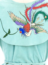 Handpainted Turquoise Suede Ensemble Suit arcadeshops.com