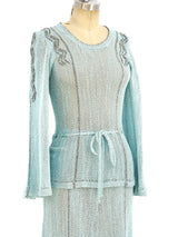 Blue and silver knit ensemble Suit arcadeshops.com