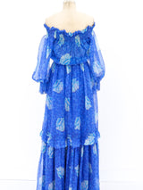 Oscar de la Renta Floral Chiffon Gown Dress arcadeshops.com