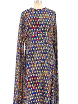 Paisley Column Gown with Statement Sleeve Dress arcadeshops.com
