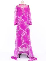 Galanos Printed Silk Chiffon Gown Dress arcadeshops.com