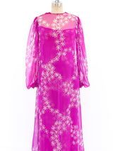 Galanos Printed Silk Chiffon Gown Dress arcadeshops.com
