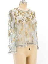 Bead Embellished Net Top Top arcadeshops.com