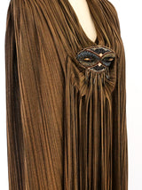 Mali Copper Plisse Pleated Maxi Dress Dress arcadeshops.com