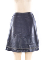 Gianni Versace Chainlink Embellished Leather Skirt Bottom arcadeshops.com