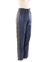 Gianni Versace Greek Key Studded Leather Pants Bottom arcadeshops.com