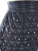 1989 Gianni Versace Embellished Quilted Leather Skirt Bottom arcadeshops.com