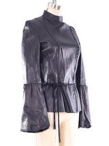 Gucci Bell Sleeve Leather Motorcycle Jacket Jacket arcadeshops.com