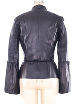 Gucci Bell Sleeve Leather Motorcycle Jacket Jacket arcadeshops.com
