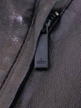 Gucci Bell Sleeve Leather Motorcycle Jacket Jacket arcadeshops.com