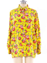 Gianni Versace Floral Printed Silk Blouse Top arcadeshops.com