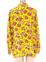 Gianni Versace Floral Printed Silk Blouse Top arcadeshops.com