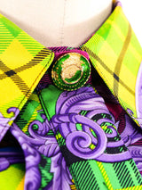 Gianni Versace Neon Plaid Silk Shirt Top arcadeshops.com