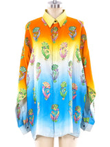 Versace Istante Floral Ombre Silk Shirt Top arcadeshops.com