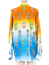 Versace Istante Floral Ombre Silk Shirt Top arcadeshops.com