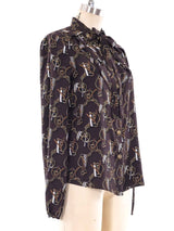 Gucci Equestrian Printed Silk Blouse Top arcadeshops.com
