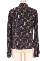 Gucci Equestrian Printed Silk Blouse Top arcadeshops.com