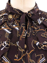 Gucci Equestrian Printed Silk Blouse Top arcadeshops.com