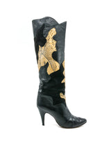 Snakeskin Patchwork Leather Boots Accessory arcadeshops.com