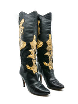 Snakeskin Patchwork Leather Boots Accessory arcadeshops.com
