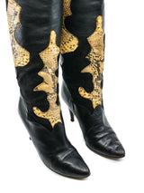 Snakeskin Patchwork Leather Boots Accessory arcadeshops.com