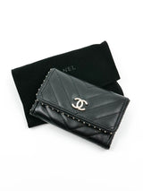 Chanel Lambskin Chevron Quilted Studded Cardholder Accessory arcadeshops.com