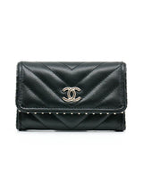 Chanel Lambskin Chevron Quilted Studded Cardholder Accessory arcadeshops.com