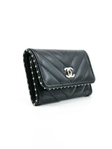 Chanel Lambskin Chevron Quilted Studded Cardholder Accessory arcadeshops.com