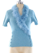 Dolce and Gabbana Marabou Feather Trimmed Top Top arcadeshops.com