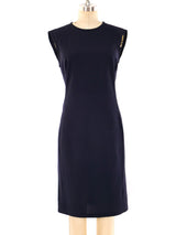 Gianni Versace Navy Crepe Shift Dress Dress arcadeshops.com