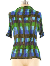 Issey Miyake Checker Printed Plisse Top Top arcadeshops.com