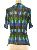 Issey Miyake Checker Printed Plisse Top Top arcadeshops.com