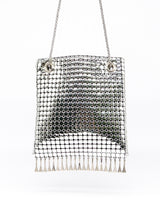 Whiting and Davis Silver Metal Mesh Fringed Bag Accessory arcadeshops.com