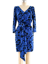 Yves Saint Laurent Blue Floral Silk Dress Dress arcadeshops.com