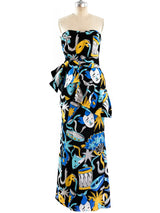 1987 Yves Saint Laurent Harlequin Mask Print Dress Dress arcadeshops.com
