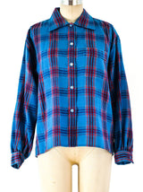 Yves Saint Laurent Plaid Flannel Shirt Top arcadeshops.com
