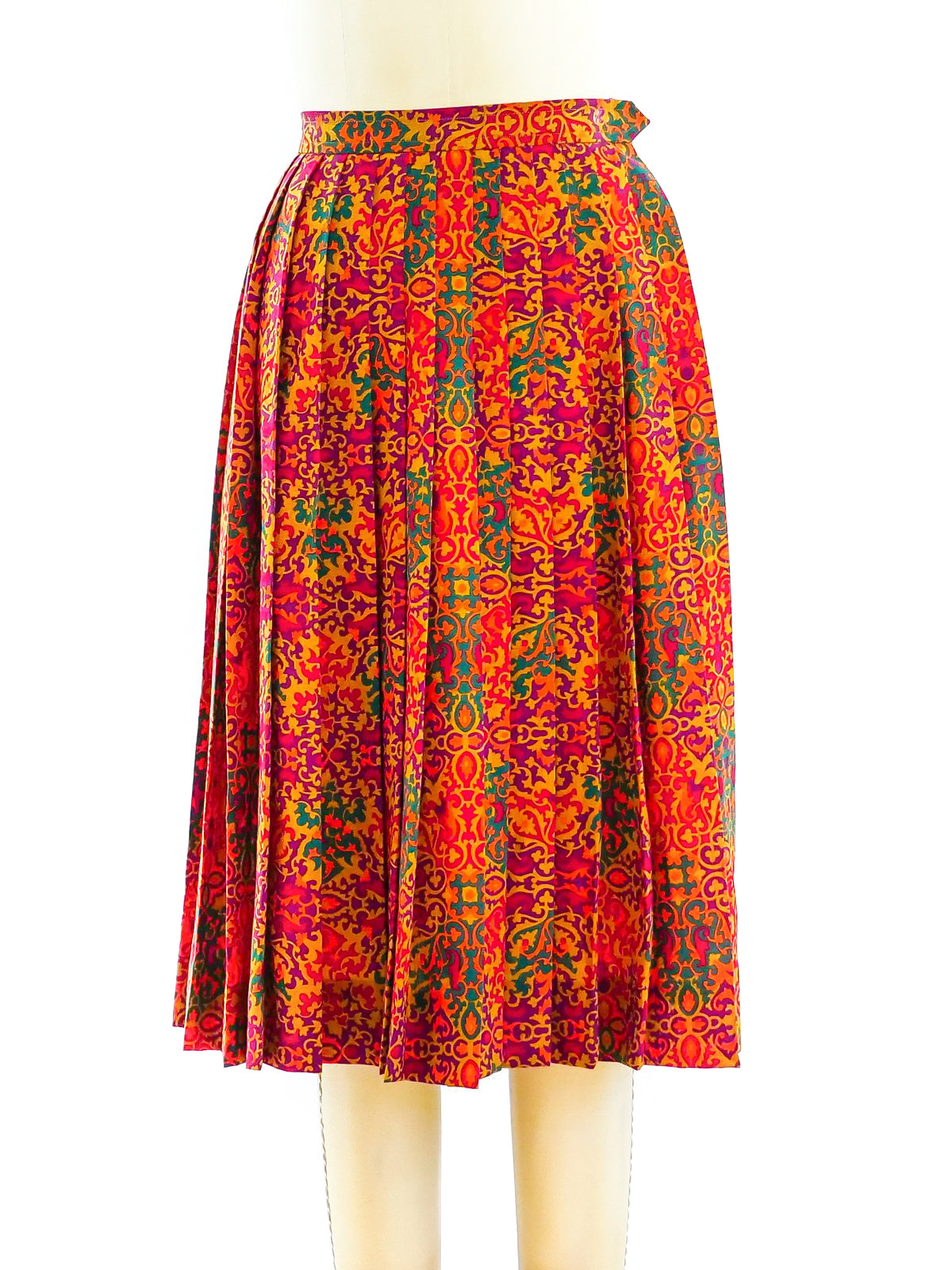 Yves Saint Laurent Pleated Print Skirt