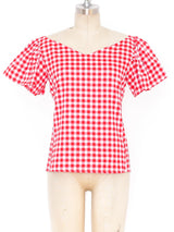 Yves Saint Laurent Red Gingham Top Top arcadeshops.com