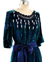 Zandra Rhodes Peacock Blue Velvet Dress Dress arcadeshops.com